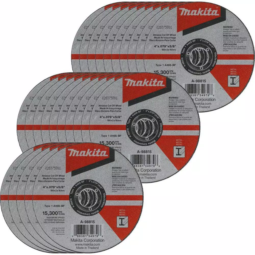 Best reviews of 🔔 Makita 4 In. X .100 In. X 5/8 In. Metal Cut-Off Wheel (25-Pack) 🎁