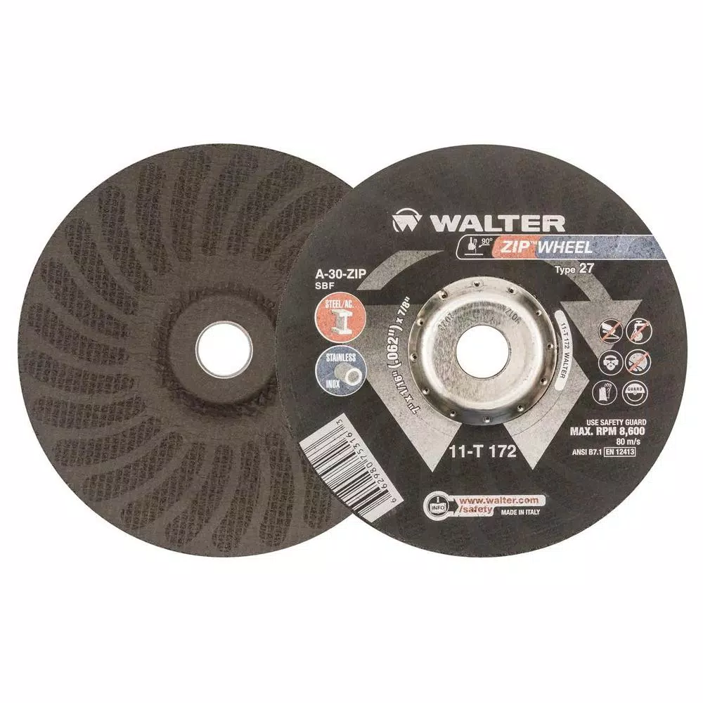 Flash Sale 🥰 WALTER SURFACE TECHNOLOGIES Zip Wheel 7 In. X 7/8 In. Arbor X 1/16 In. Highest Performing Cut-Off Wheel (25-Pack) ✔️