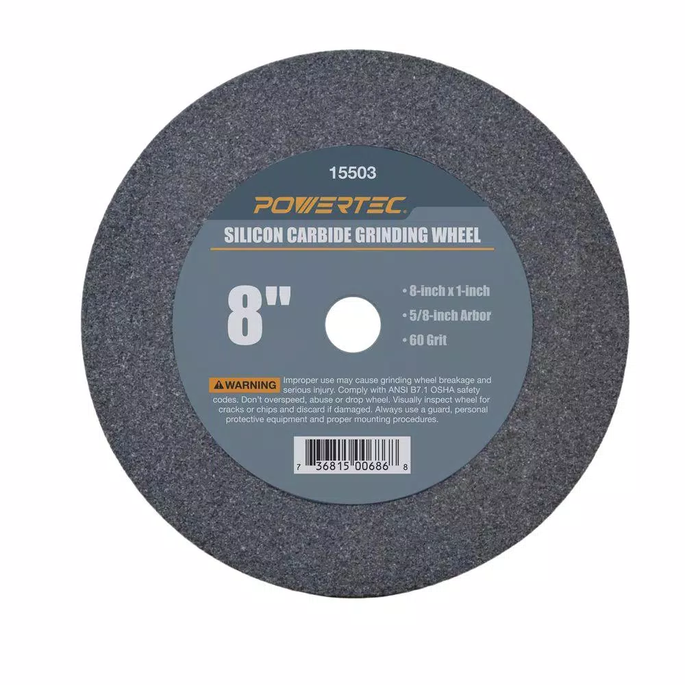 Deals ๐ POWERTEC 8 In. X 1 In. X 5/8 In. 60 Grit Silicon Carbide Grinding Wheel ๐