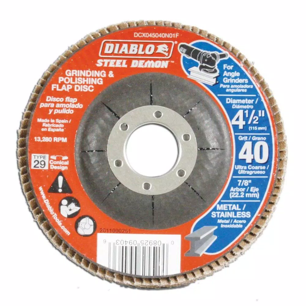 Best deal ❤️ DIABLO 4-1/2 In. 40-Grit Steel Demon Grinding And Polishing Flap Disc With Type 29 Conical Design (5-Pack) 👏