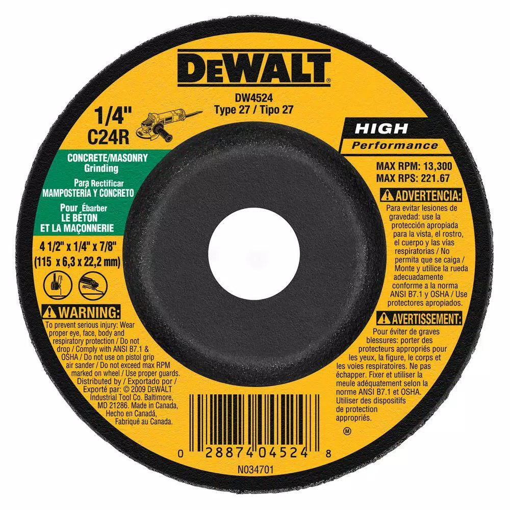 Cheap 😉 DEWALT 4-1/2 In. X 1/4 In. X 7/8 In. Concrete/Masonry Grinding Wheel 😍