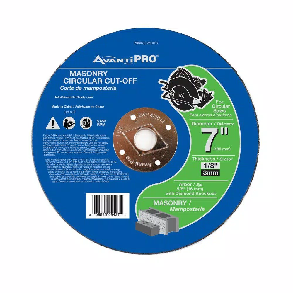 Best Sale 👍 Avanti Pro 7 In. X 1/8 In. X 5/8 In. Masonry Cut-Off Disc 💯
