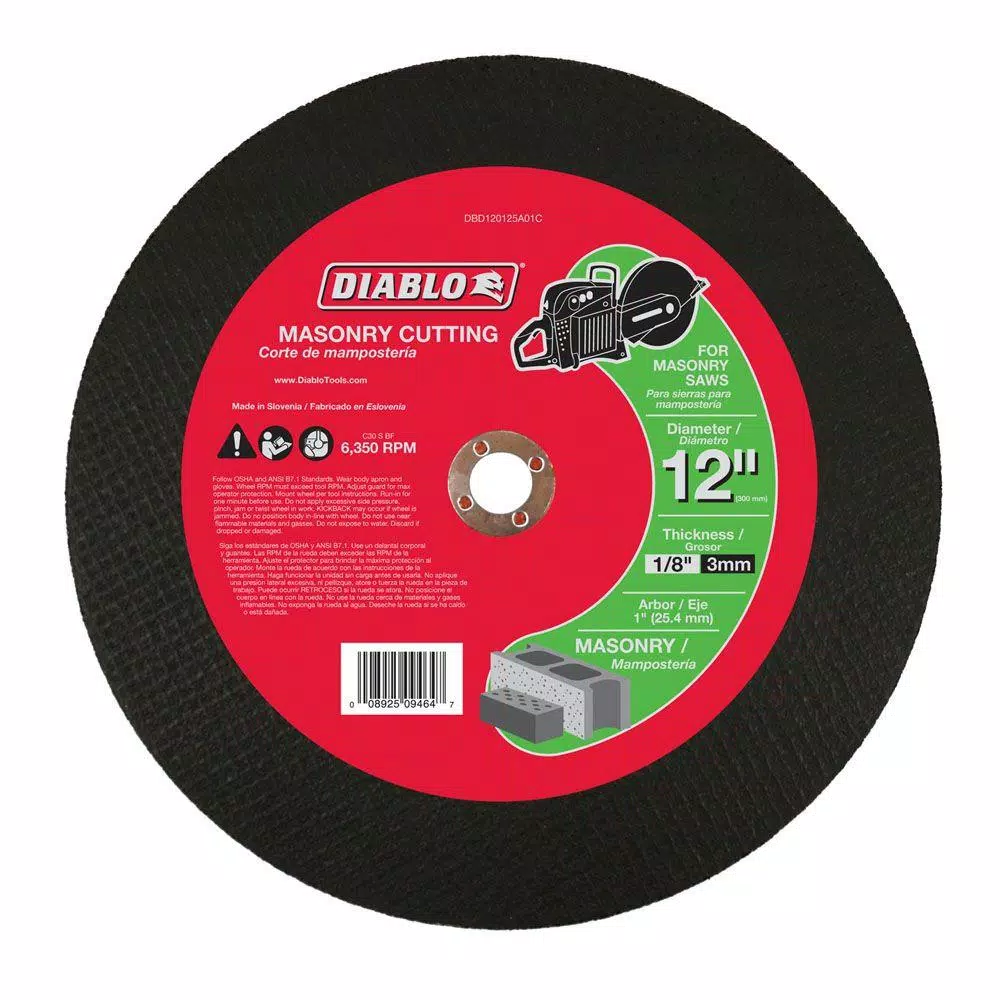 Flash Sale ✔️ DIABLO 12 In. X 1/8 In. X 1 In. Masonry High Speed Cut-Off Disc 🎉
