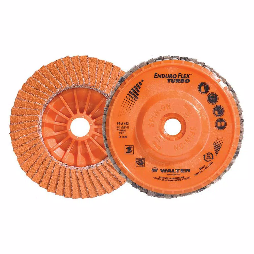 Brand new 👍 WALTER SURFACE TECHNOLOGIES ENDURO-FLEX Turbo 4.5 In. X 5/8-11 In. Arbor GR36/60 Blending Flap Disc (10-Pack) 🥰 -Abrasives Sales Store unnamed file 362