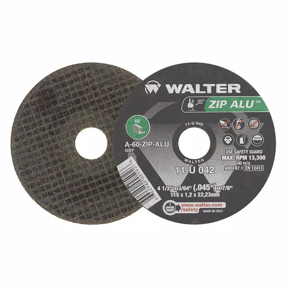 Discount 🛒 WALTER SURFACE TECHNOLOGIES ZIP ALU 4.5 In. X 7/8 In. Arbor X 3/64 In. T1 Cutting Wheel For Aluminum (25-Pack) 😉