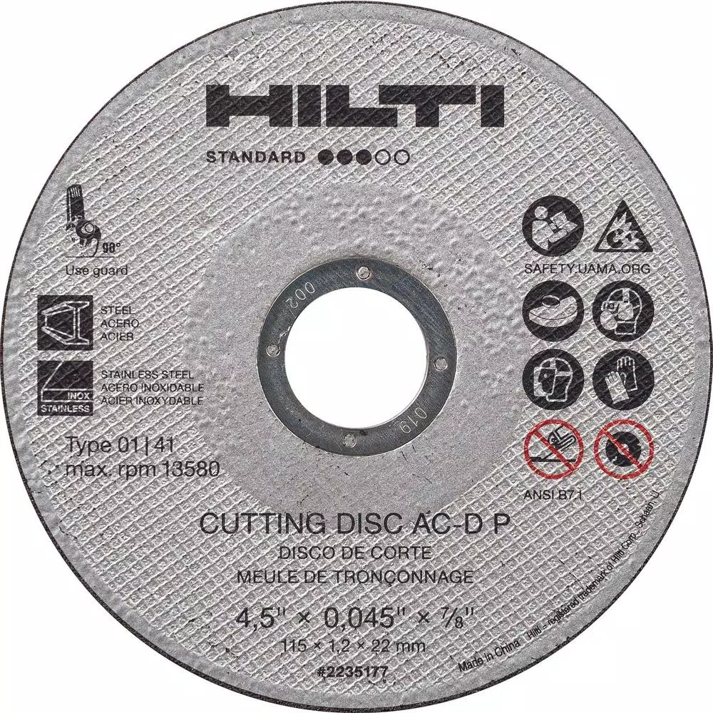 Coupon 🎉 Hilti 4.5 In. X 0.045 In. X 7/8 In. AC-D P Type 1 Flat Standard Thin Abrasive Cutting Disc (25-Pack) 🤩
