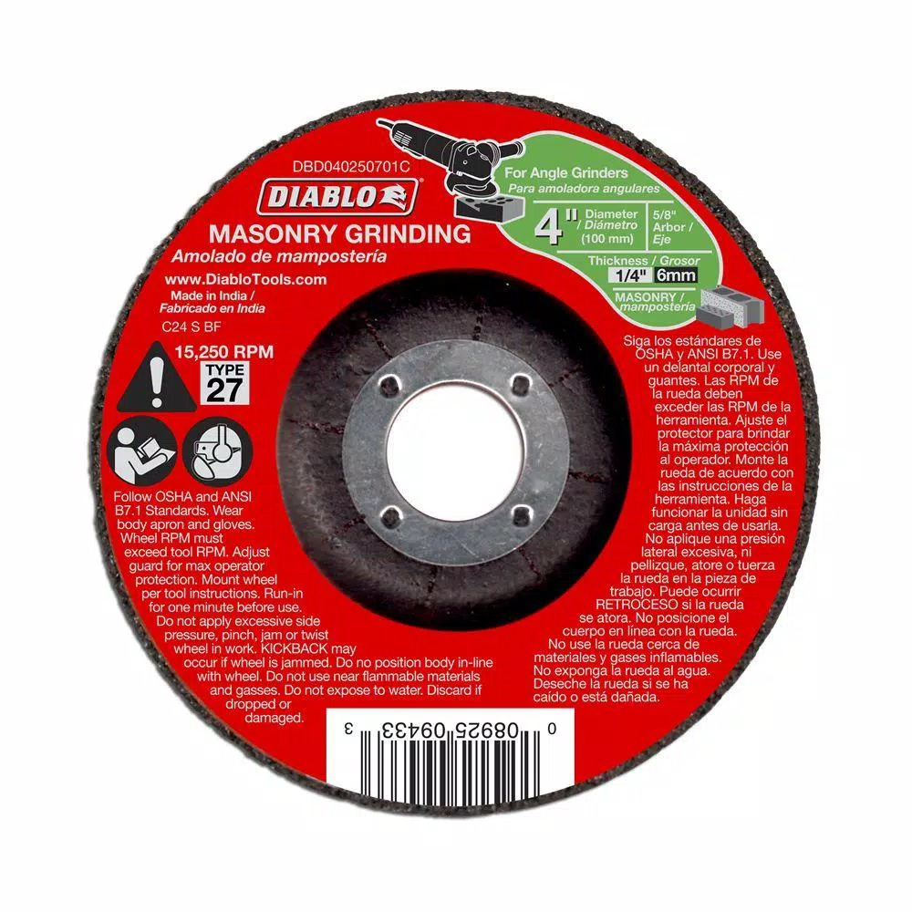Best deal 🔥 DIABLO 4 In. X 1/4 In. X 5/8 In. Masonry Grinding Disc With Depressed Center (10-Pack) 🔔
