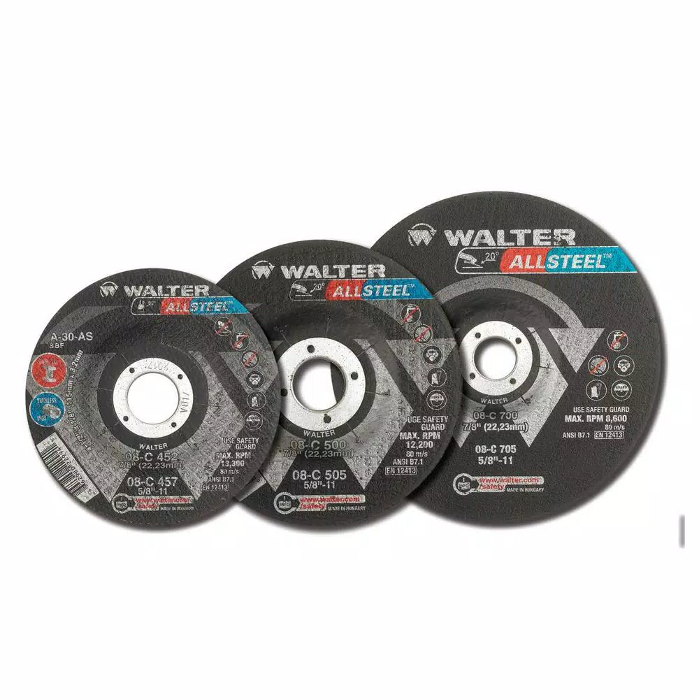 Promo 🔥 WALTER SURFACE TECHNOLOGIES ALLSTEEL 4.5 In. X 5/8 In. Arbor X 1/4 In. T27 GR A-24-AS Grinding Wheel (10-Pack) 🧨