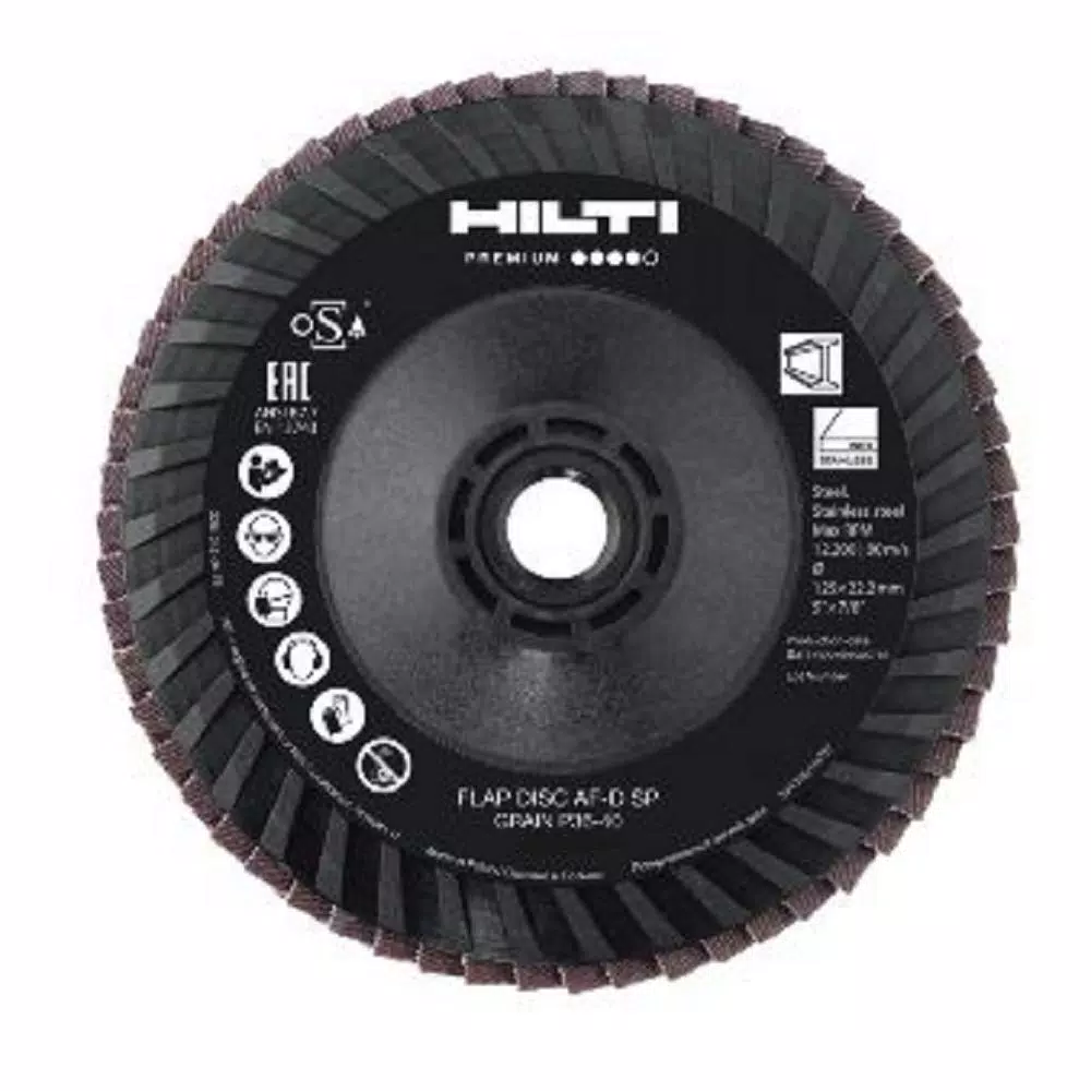 Outlet 🎁 Hilti 5 In. X 5/8-11 In. 36 To 40-Grit Type 27 Flap Disc SP Premium Pack (10-Piece) 🌟