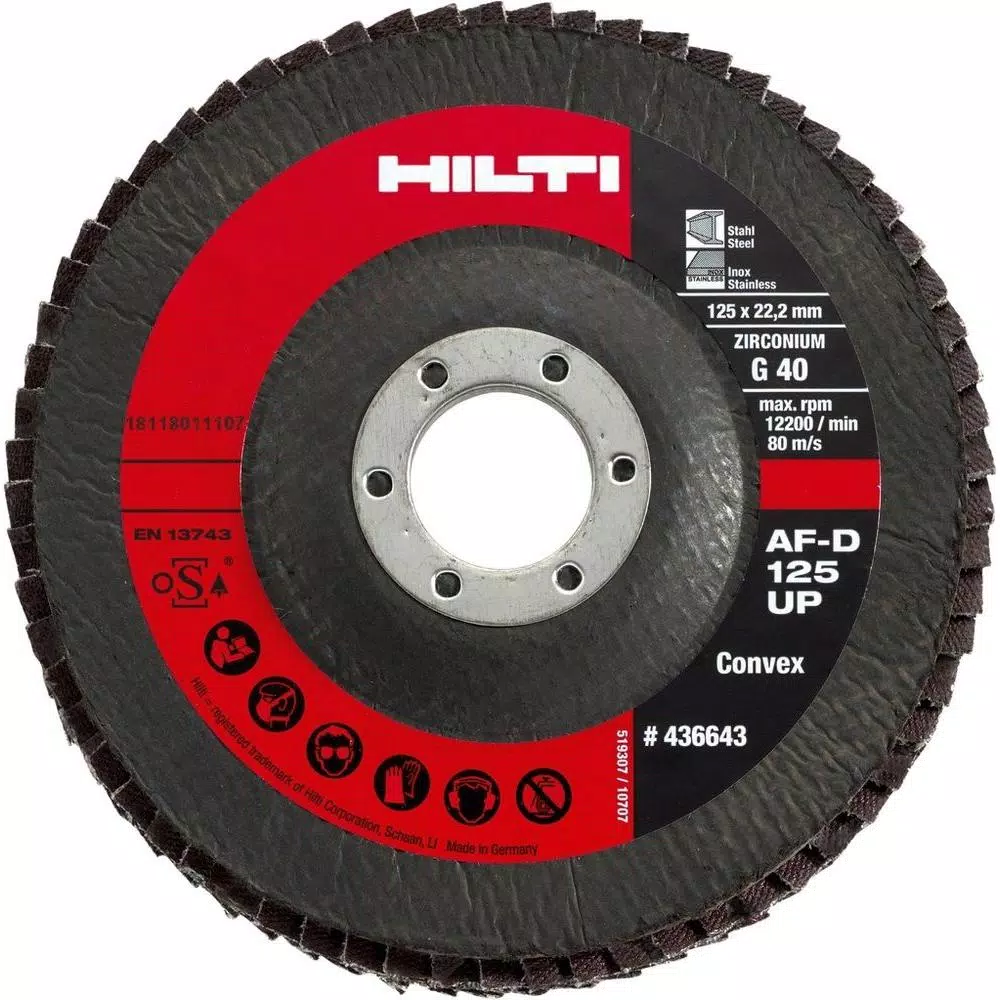 Hot Sale 👏 Hilti 5 In. X 7/8 In. Grit 60 Type 29 Flap Disc Universal Premium Pack (10-Piece) 🎉