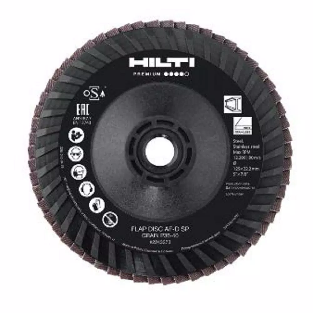 Best Sale 🥰 Hilti 5 In. X 5/8-11 In. 36 To 40-Grit Type 29 Flap Disc SP Premium Pack (10-Piece) 👏