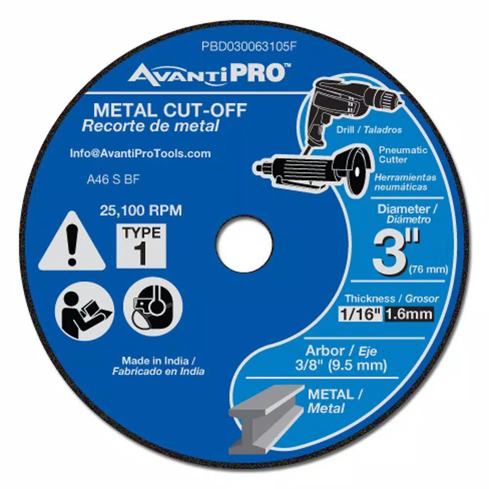 Promo โญ Avanti Pro 3 In. X 1/16 In. X 3/8 In. Metal Cut-Off Disc (5-Pack) โค๏ธ