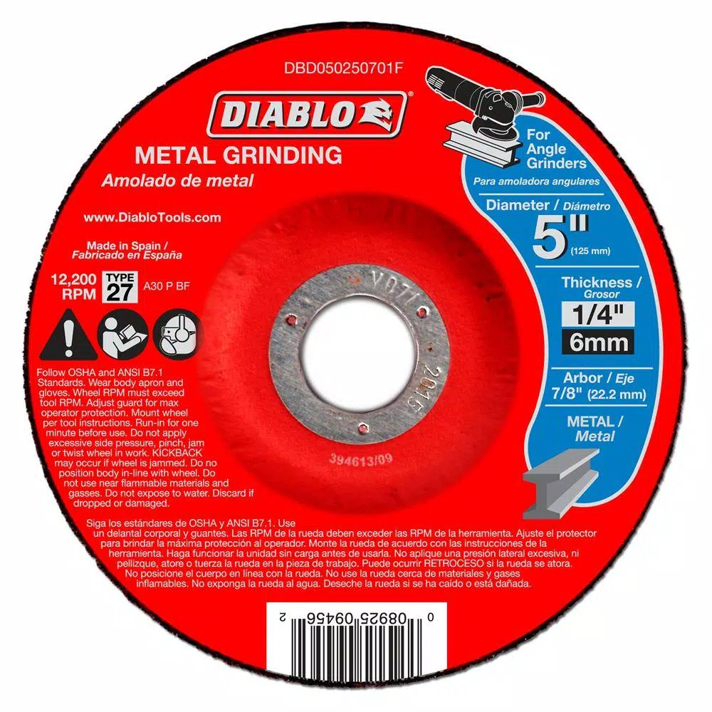 Hot Sale 🌟 DIABLO 5 In. X 1/4 In. X 7/8 In. Metal Grinding Disc With Type 27 Depressed Center (10-Pack) ✨