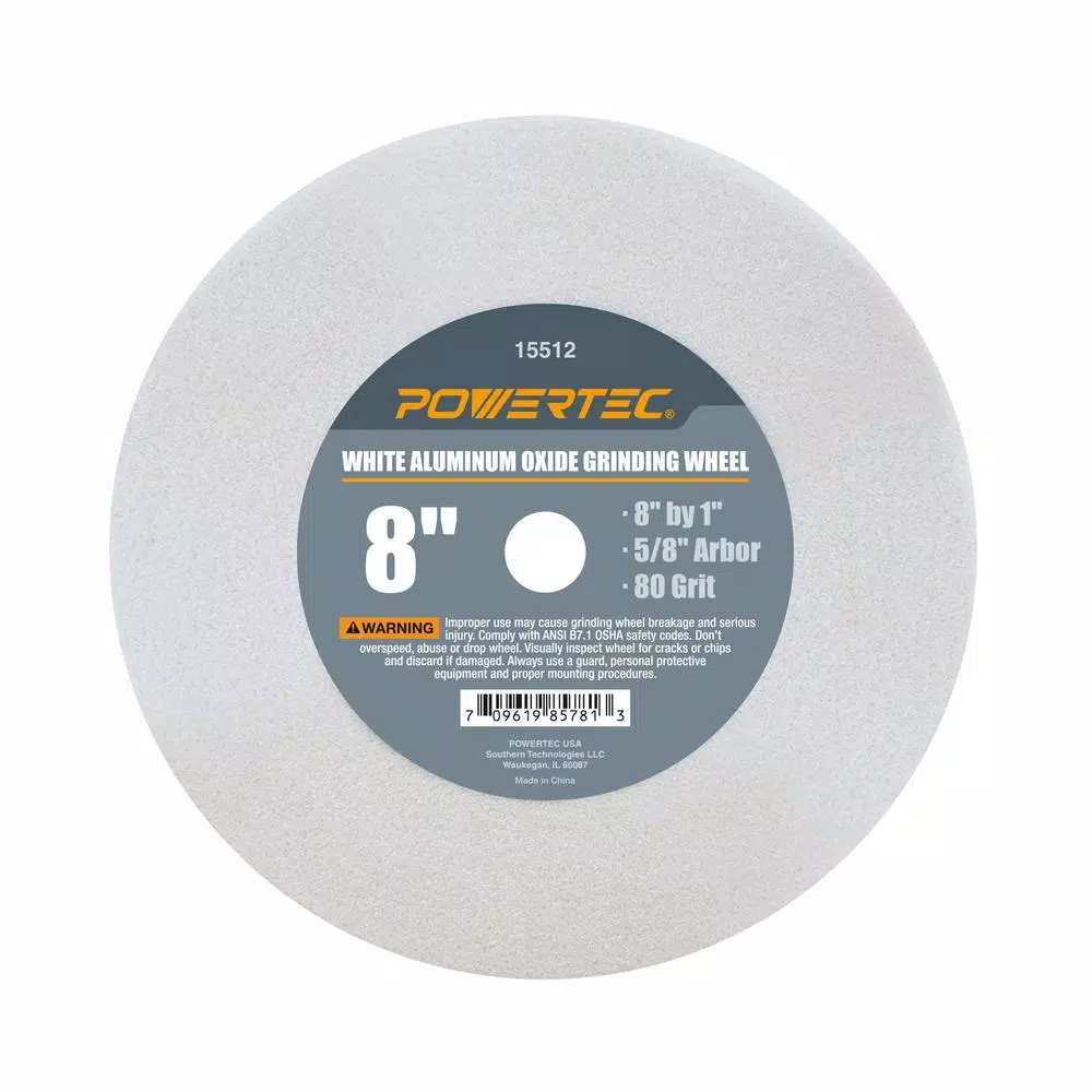 Deals โ POWERTEC 8 In. X 1 In. 80-Grit 5/8 In. Arbor White Aluminum Oxide Grinding Wheel ๐ฏ