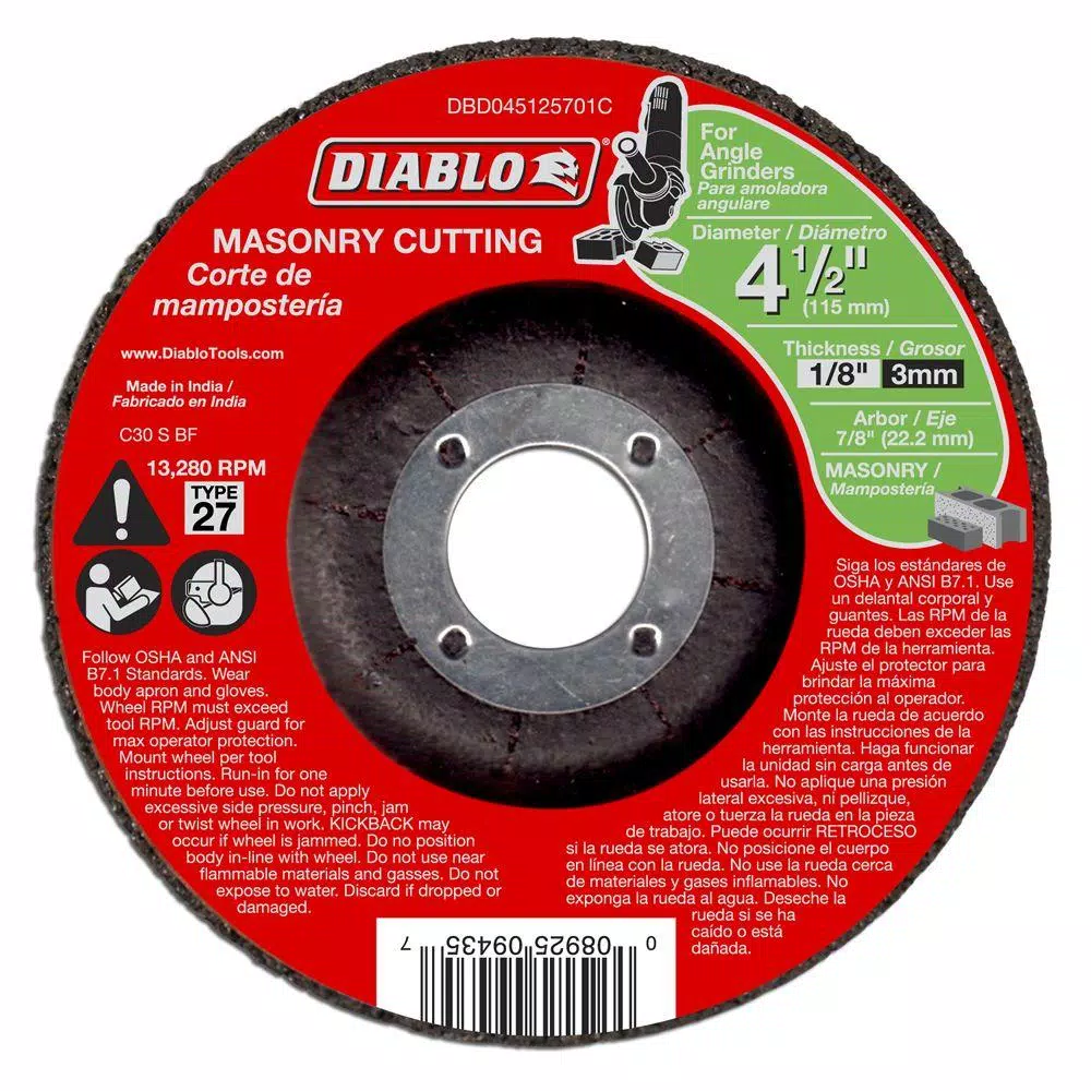 Buy ⭐ DIABLO 4-1/2 In. X 1/8 In. X 7/8 In. Masonry Cutting Disc With Type 27 Depressed Center (10-Pack) 😍 -Abrasives Sales Store unnamed file 712