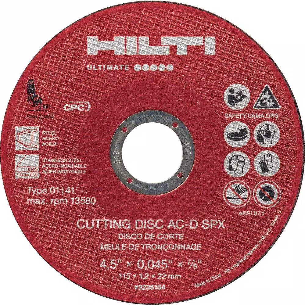 Discount ❤️ Hilti 5.0 In. X 0.040 In. X 7/8 In. AC-D SPX Type 1 Flat Ultimate Zirconium Cutting Disc (25-Pack) 👍 -Abrasives Sales Store unnamed file 747