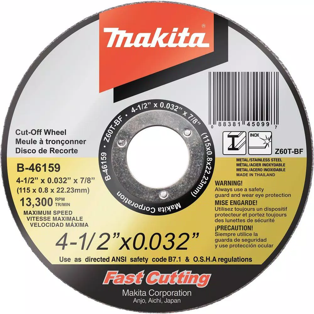 Discount ๐ฅฐ Makita 4-1/2 In. X 0.032 In. X 7/8 In. Ultra Thin Stainless Cut-Off Wheel (25-Pack) ๐ฅ
