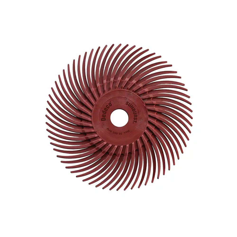 Cheapest ❤️ Dedeco Sunburst 3 In. Radial Discs 3/8 In. 220-Grit Arbor Standard Thermoplastic Cleaning And Polishing Tool (12-Pack) 😀