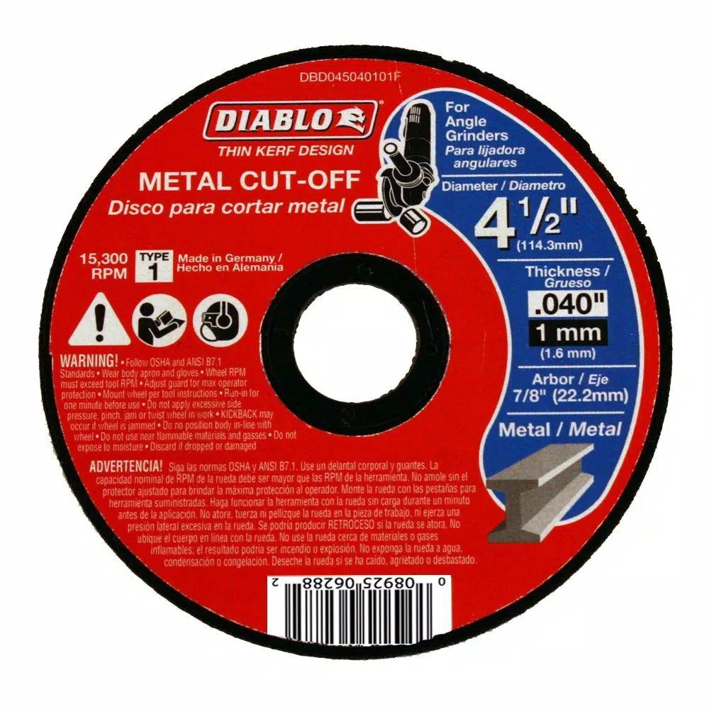 Brand new 🧨 DIABLO 4-1/2 In. X 0.040 In. X 7/8 In. Thin Kerf Metal Cut-Off Disc 🎁 -Abrasives Sales Store unnamed file 848