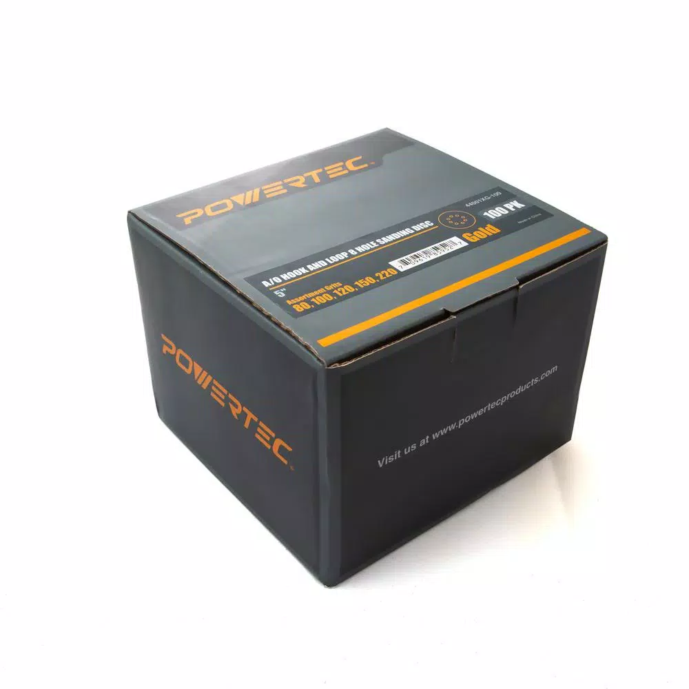 Buy ⌛ POWERTEC 5 In. A/O Hook And Loop 8-Hole Sanding Disc Assortment Grits In Gold (100-Pack) ⌛ 4 Buy ⌛ POWERTEC 5 In. A/O Hook And Loop 8-Hole Sanding Disc Assortment Grits In Gold (100-Pack) ⌛ - Image 2