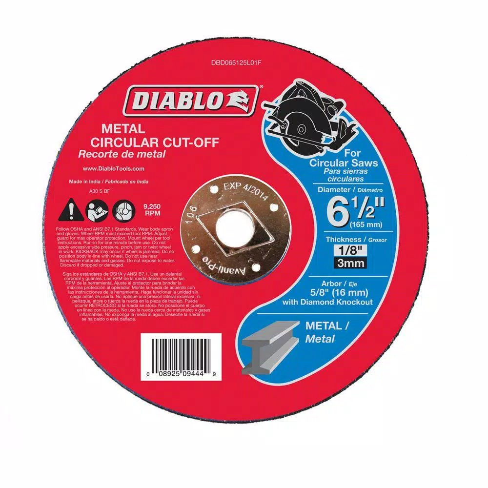 Best Sale ❤️ DIABLO 6-1/2 In. X 1/8 In. X 5/8 In. Metal Cut-Off Disc 🧨