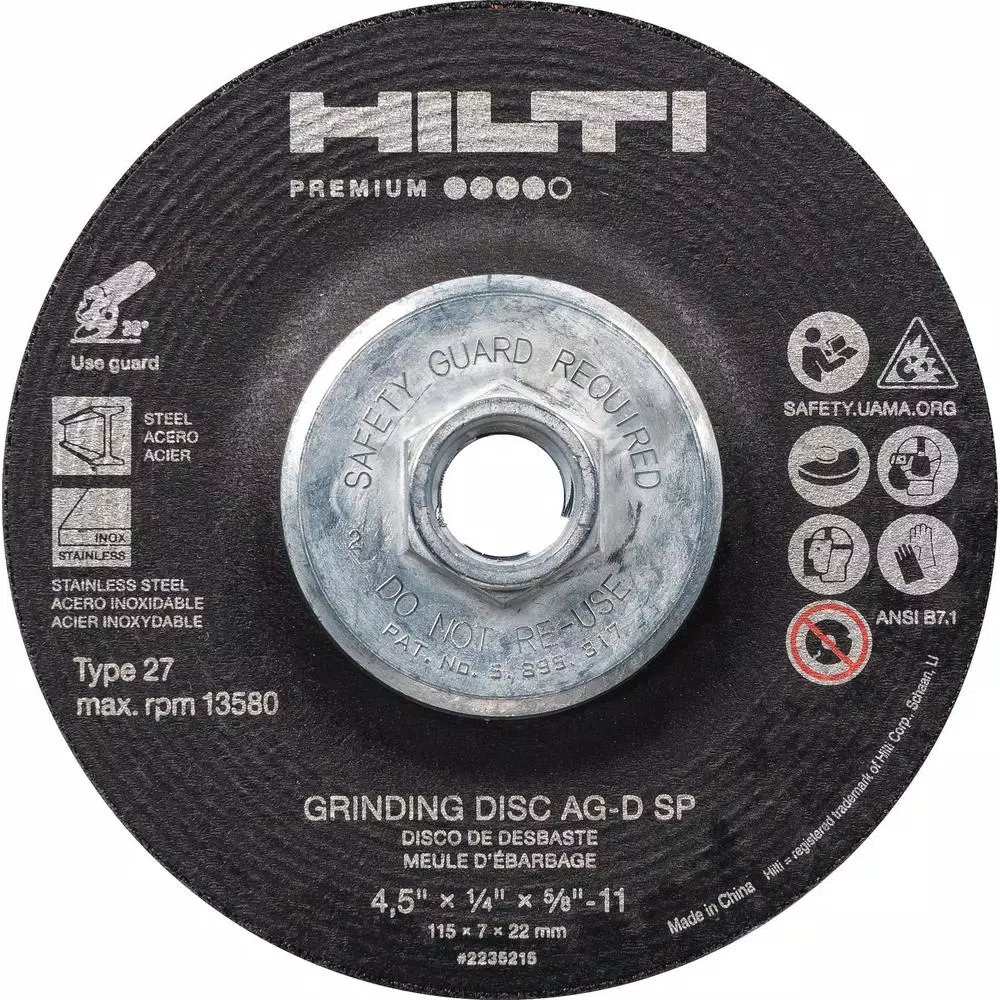 Abrasives Sales Store 6 Buy β€οΈ Hilti 7 In. X 1/4 In. X 5/8 In. 11 AG-D SP Type 27 With Hub Premium Zirconium Grinding Disc (10-Pack) π€©