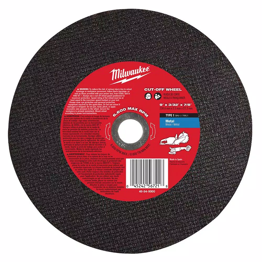 Abrasives Sales Store 35 Promo π Milwaukee 9 In. X 3/32 In. X 7/8 In. Type 1 Metal Cut-Off Wheel π₯
